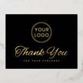 Aangepaste logo folie elegant zwart dank u briefka folie feestdagen briefkaart (Voorkant)
