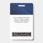 Aangepaste Logo foto balk code naam blauwe Badge (Achterkant)