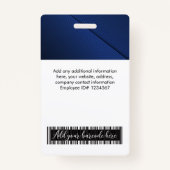 Aangepaste Logo foto balk code naam blauwe Badge (Achterkant)