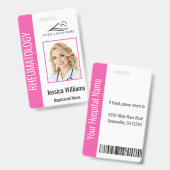 Aangepaste Logo foto balk code roze Badge (Front & Back)