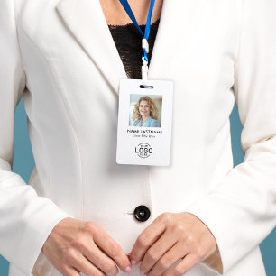 Aangepaste Logo Foto Clean Simple Minimalist White Badge