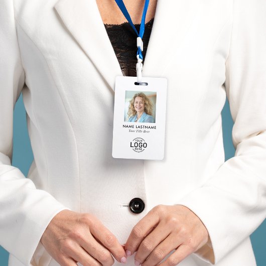 Aangepaste Logo Foto Clean Simple Minimalist White Badge