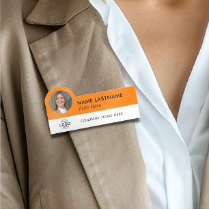 Aangepaste Logo Foto-ID Titel Oranje Bedrijf Naamplaatje