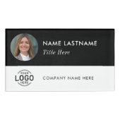 Aangepaste Logo Foto ID Zwart Wit Magnetisch Groot Naambadge (Voorkant)