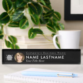 Aangepaste Logo foto Modern Black Professional Naambordje