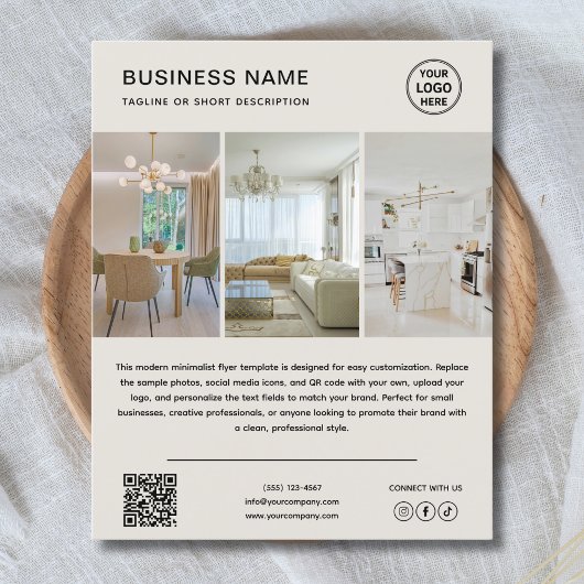 Aangepaste logo foto moderne neutrale zakelijke fl flyer