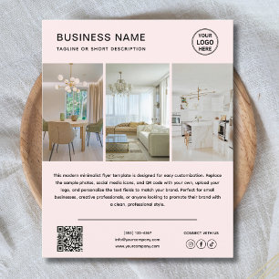 Aangepaste logo foto moderne zachte roze zakelijke flyer