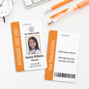 Aangepaste logo foto oranje ID voor ziekenhuispers Badge