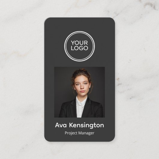 Aangepaste Logo Foto QR Code Modern Visitekaartje (Voorkant)
