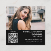 Aangepaste logo foto QR-code Moderne sociale media Vierkante Visitekaartje (Achterkant)