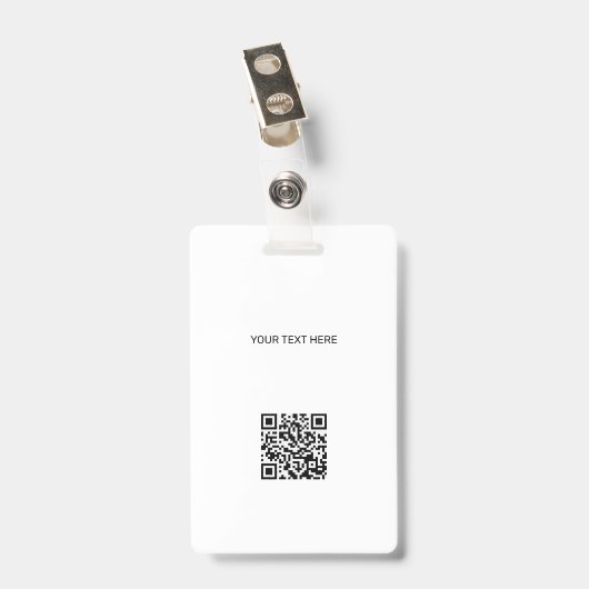 Aangepaste logo foto QR-code zwart-wit ID Badge (Achterkant met clip)