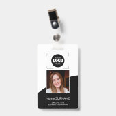 Aangepaste logo foto QR-code zwart-wit ID Badge (Voorzijde met clip)