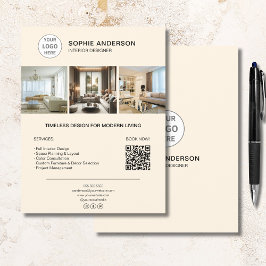 Aangepaste Logo Foto QR Cream Professional Busines Flyer