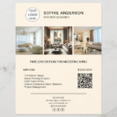 Aangepaste Logo Foto QR Cream Professional Busines Flyer (Voorkant)