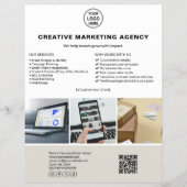 Aangepaste Logo Foto QR Marketing Business Wit Flyer (Voorkant)