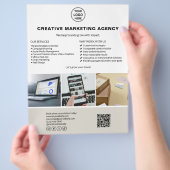 Aangepaste Logo Foto QR Marketing Business Wit Flyer (Hand)