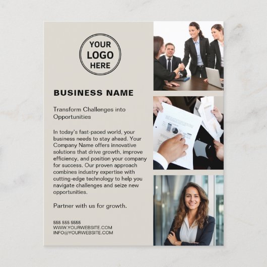 Aangepaste Logo Foto QR Modern Corporate Business Flyer (Voorkant)