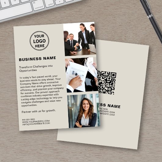 Aangepaste Logo Foto QR Modern Corporate Business Flyer