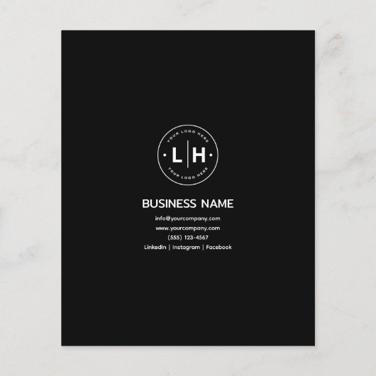 Aangepaste Logo Foto QR Professioneel Zwart Bedrij Flyer (Achterkant)