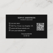 Aangepaste Logo Foto QR Social Media Zwart Visitekaartje (Achterkant)