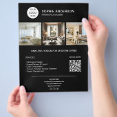 Aangepaste Logo Foto QR Zwart Professioneel Bedrij Flyer (Hand)