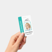 Aangepaste Logo foto-streepjescode Blauwgroen naam Badge (Handheld)