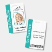 Aangepaste Logo foto-streepjescode Blauwgroen naam Badge (Front & Back)