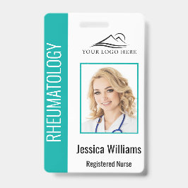 Aangepaste Logo foto-streepjescode Blauwgroen naam Badge