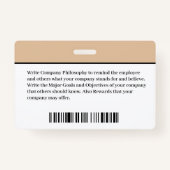 Aangepaste Logo foto-streepjescode voor werknemers Badge (Achterkant)