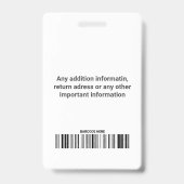 Aangepaste Logo foto-streepjescode voor werknemers Badge (Achterkant)