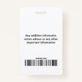 Aangepaste Logo foto-streepjescode voor werknemers Badge (Achterkant)