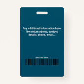 Aangepaste Logo foto-streepjescode voor werknemers Badge (Achterkant)