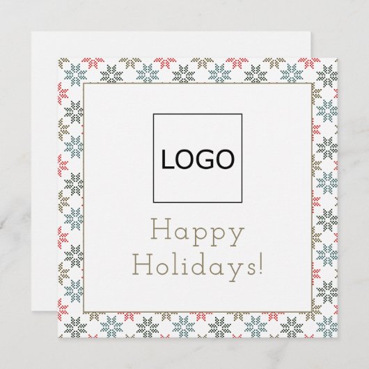 Aangepaste Logo Foto Vier Poinsettia Motief Kerst Kaart (Voorkant / Achterkant)