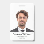 Aangepaste logo foto wit moderne medewerker naam i badge (Voorkant)