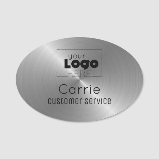 Aangepaste Logo geborsteld Radiaal Metallic Silver Naamplaatje (Voorkant)