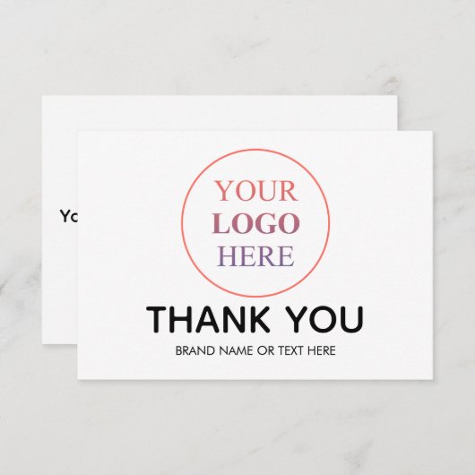 Aangepaste Logo – Geen minimale bestelling Dank u Bedankkaart (Voorkant / Achterkant)