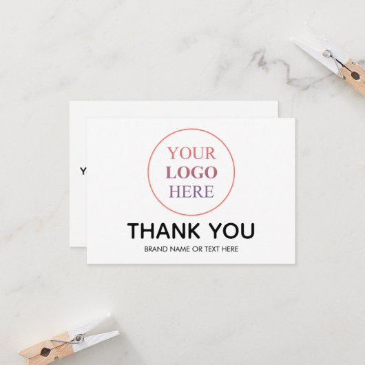 Aangepaste Logo – Geen minimale bestelling Dank u Kaart (Voorkant / Achterkant in situ)