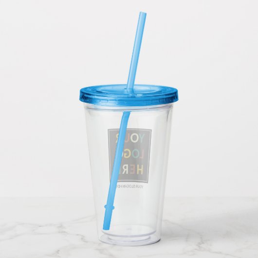 Aangepaste Logo Geen minimum met stro Acryl Tumble Acryl Drinkbeker (Achterkant)