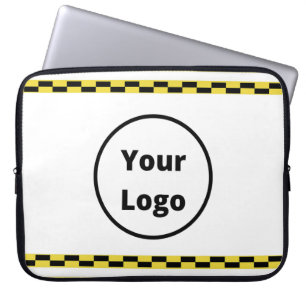 Aangepaste logo gele en zwarte blokken laptop sleeve