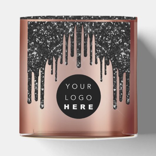 Aangepaste Logo Glitter Black Drives Boutique Roos Bedankdoosjes (Bovenkant)