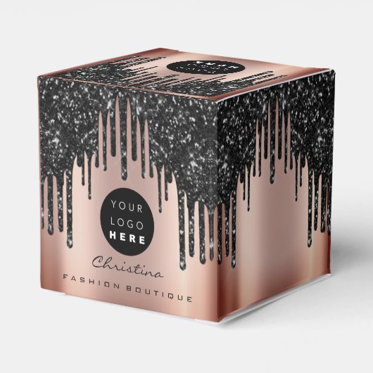 Aangepaste Logo Glitter Black Drives Boutique Roos Bedankdoosjes (Achterkant)