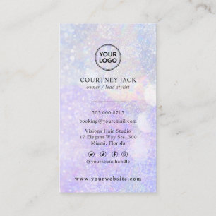 Aangepaste Logo Glitter Bokeh Modern Holographic  Visitekaartje