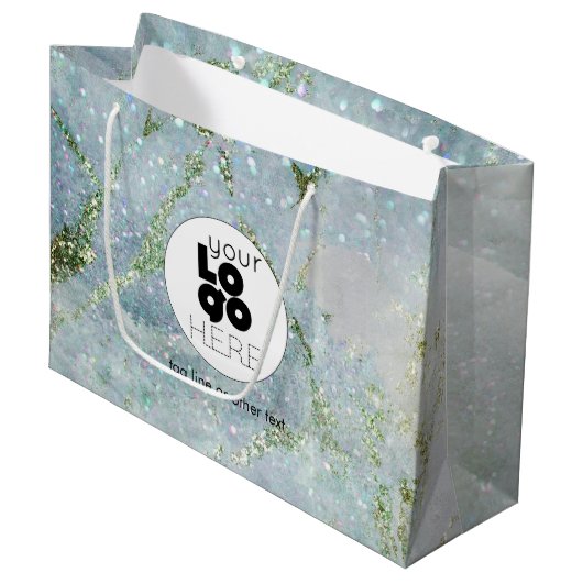 Aangepaste Logo Glitter Marble XL Paper Shopping B Groot Cadeauzakje (Voorkant Gekanteld)
