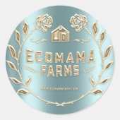 Aangepaste Logo Gold Blauwgroen Mint Tester-steekp Ronde Sticker (Voorkant)