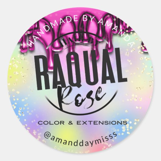 Aangepaste Logo Gold Confetti-holografische schijv Ronde Sticker (Voorkant)