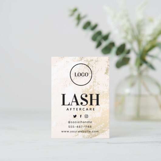 Aangepaste Logo Gold Lashes Aftercare Card Visitekaartje (Staand voorkant)