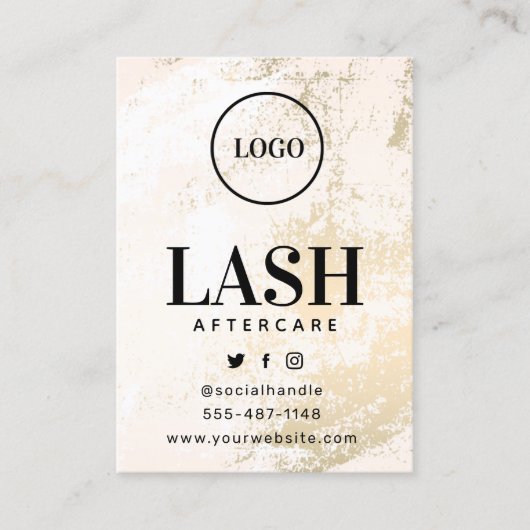 Aangepaste Logo Gold Lashes Aftercare Card Visitekaartje (Voorkant)