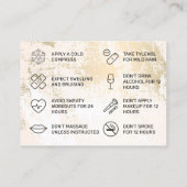 Aangepaste Logo Gold Pastel Botox Aftercare Card Visitekaartje (Achterkant)