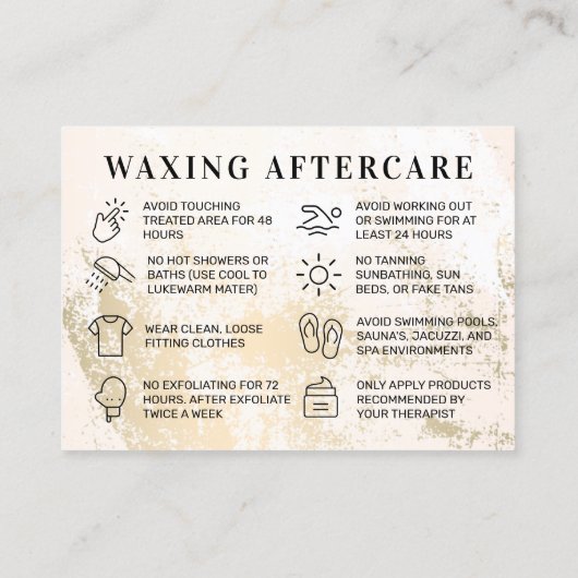 Aangepaste Logo Gold Waxing Aftercare Card Visitekaartje (Achterkant)