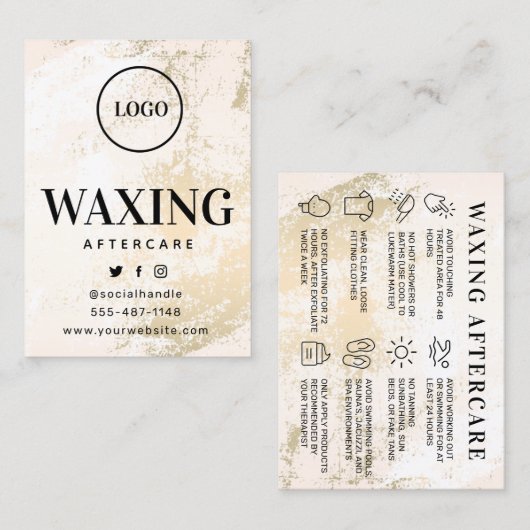 Aangepaste Logo Gold Waxing Aftercare Card Visitekaartje (Voorkant / Achterkant)